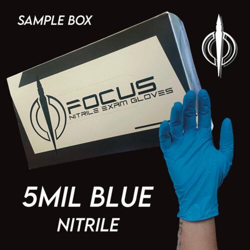 Focus Gloves 5 MIL Blue Nitrile Gloves Sample Box