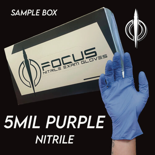 Focus Gloves 5 MIL Purple Nitrile Gloves Sample Box